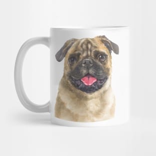 Cute Fawn Pug Watercolor Art Mug